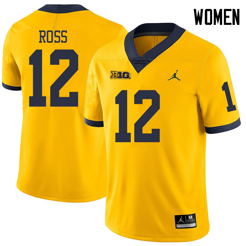 Jordan Brand Women #12 Josh Ross Michigan Wolverines College Football Jerseys Sale-Yellow